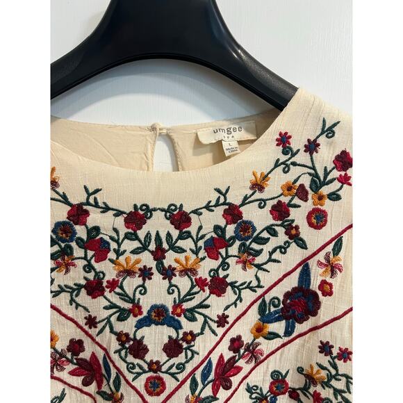 Umgee The Hanna Embroidered Ivory Boho‎ Mini Festival Dress Cottagecore Sz L - Picture 6 of 12